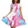 ENLACHIC Abito da donna con schizzi di vernice, a maniche corte, con stampa a spruzzi, a maniche corte, linea Casaul Flowy Party Midi Dress