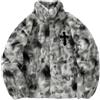 Yancremio Uomo Peluche Cappotto Corto Donna Inverno Caldo Ispessito in Piedi Collare Cappotto Y2k Moda Punk Casual Vintage Ricamo Stampato Cappotto Parker