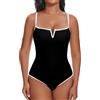 SHAPERIN Donna Body Contenitivo Pancia Piatta Bodysuit Shapewear Perizoma Elegante Body con Scollo Quadrato Body Shaper Modellante, Nero+Bianco, M