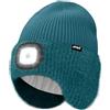 ATNKE LED Illuminato Berretto Cappello con Paraorecchie,USB Ricaricabile 4 LED Corsa Cappello Lampada Invernale Calda Pile Foderato Lavorato Beanie Regali per Uomo e Donna/Olive Green