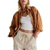Goolecrimp Giacca di Jeans Oversize da Donna Moda Casual a Maniche Lunghe Allentata Hip Hop Punk Harajuku Gotica (Marrone,L)
