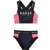 BAKER BY TED BAKER Ragazza - Set 2 Pezzi Bikini a Blocchi di Colore | Nero, Bambino, Standard, Mid Rise, Pull-On, Lavabile in lavatrice