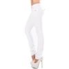 Miss RJ Jeans da donna skinny, jeans con tasche a patta, cuciture spesse, bianco, 48