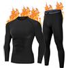 YESWEL Maglia Termica Uomo L, Set Intimo Termico Uomo in Felpa Interna, Biancheria Termica Nero per Calcio Sci Ciclismo Escursionismo Nero