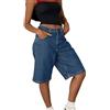 Angel ZYJ Shorts Jeans Bermuda Donna Lunghi Fino al Ginocchio | vestibilità Ampia Denim Vintage | Perfetti per Festival ed Estate 2025 | Y2K Jeans Corti (IT, Testo, L, Regular, Regular, Blu)