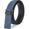 Vatee's Cinture reversibili in vera pelle senza fibbia per gli uomini Cintura di ricambio 29mm larghezza 125cm Lunga Blu & Nero