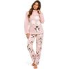 Infiore Pigiama Donna Pile Effetto Coral - Pigiama Donna Pile Morbido - Pigiama Donna Invernale - Pigiama Donna Coral - Pigiama Donna Felpato Bottoni