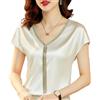 Juketron Camicie e Camicette da Donna alla Moda Top in Seta con Scollo a V e Maniche a Pipistrello in Raso per Donna Elegante da Ufficio Casual Ampia