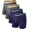 Separatec Mutande Boxer Uomo Doppia Tasca Indipendente Elastico Boxers Gamba Lunga bambù Traspirante Morbido 35mm Cintura Senza Cuciture Intimo Pantaloncini 4 Pezzi