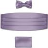 BRERA 67 Fascia da Smoking + Papillon + Fazzoletto da Taschino Color Viola taglia S-M in raso, Set 3 pezzi Accessori da Uomo Classico per Abiti Eleganti
