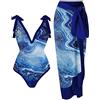 SMUXP Bikini da donna 2 pezzi con gonna lunga sarong, costume da bagno intero con gonna copricostume da bagno in chiffon, costume da bagno sarong con stampa floreale modesto costume da spiaggia