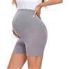 Generisch Pantaloni da gravidanza vestito nuovo traspirante pantaloncini a vita alta e funzione di supporto per donne incinte compatibili con leggings da moto da donna, grigio., XL