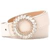 CT COTIM COYIN Cintura da donna in pelle con strass e fibbia in cristallo, per pantaloni, jeans, abiti, bianco, 2.8*103cm/1.1*40.5nches