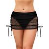 SHEKINI Gonna da Bagno Donna in Pizzo con Slip Interno Pantaloni da Bagno da Spiaggia Coulisse Regolabile Cutout Trasparente Gonna Corta a Vita Alta Bikini Fondo(M,A-Nero.)