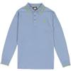 nazarenogabrielli Polo Uomo Manica Lunga Piquet - 100% Cotone, 210 gr - In Tinta Unita Con Dettagli A Contrasto Su Colletto E Polsini - Taglie dalla M alla 3XL (IT, Testo, XXL, Regular, Regular, Azzurro)