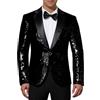Générique Blazer da Uomo con Paillettes, Giacca da Cerimonia Scintillante, Elegante per Serate, Spettacoli, Abito da Performance, Urbano, Festivo, per Club, Trendy, Chic, Carnevale, Nero , XXL