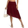 Wenrine Gonna da donna in tulle, in rete, asimmetrica, lunghezza al ginocchio, con volant, plissettata, a vita alta, minigonna, rosso vivo, S