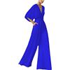 Vagbalena Tuta Da Donna Sexy Profonda Con Scollo A V A Vita Alta Senza Maniche A Gamba Larga Pantaloni Da Sposa Abbigliamento Da Lavoro Tascabile Blu XXL