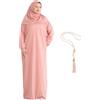 Modish Group Prien Modish Group Vestito Da Preghiera Per Donna Con Girls Musulmana Hijab Abito Lungo Abaya Vestiti Set Dubai Kaftan Con Muslim Tasbih (Rosa, Standard)