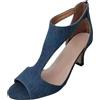 Generico Sandali Donna Estive 35-42 EU con Tacco Medio, Punta Aperta e Cerniera Posteriore Tacchi Heels Dance in Pelle Scarpe Elegante Cerimonia da Ballo Casual Comode per Latino Americano, Lavoro, Sera,Blu