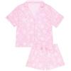 YAMAMAY - Pigiama Corto con Apertura Frontale, Rosa Caramello, Linea Broderie II, Donna, L