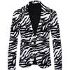 Darringls Sakko - Giacca sportiva da uomo, modello hipster leopardato, con risvolto intrecciato, slim fit, elegante, con motivo leopardato, risvolto leggero, 02 grigio, XL