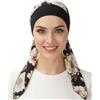 FADACHY Chemo Copricapo da donna per la testa delle sciarpe turbanti UK cancro sciarpe bandane perdita di capelli Beanie cappello cancro copricapo sciarpa berretto musulmano seta, PaPastoral-Fiore Nero