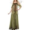 pvucpot Costume da Fatina, con Abito e Ali Vestito Medievale Donna Vintage Maniche Corte Principessa Lungo Vestito da donna da fata dei fiori, costume per Halloween e Carnevale