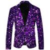 Generisch - Giacca da uomo con paillettes, blazer in paillettes dorate con stampa 3D, giacca da cerimonia, slim fit, giacca da uomo brillante, costume da festa, abito formale, 01 viola., XL