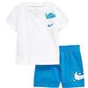 Nike COMPLETO ESTIVO (T-SHIRT + PANTALONCINO) 86K959 BAMBINI/RAGAZZI (5-6 anni, BIANCO/BLU-BE1)