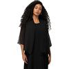 Ulla Popken Giacca in Chiffon, Oversize, Collo Sciallato, Maniche a 3/4 Interni, Nero, 60/62 Donna