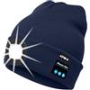 ATNKE Berretto Bluetooth con LED Illuminato, USB Ricaricabile Wireless Musicale Cappello Corsa Ultra Bright 4 LED Impermeabile Lampada per Sci Escursionismo Campeggio Ciclismo/Light Navy Blue