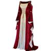 Generic Abito medievale in velluto da donna, taglie forti, spalle scoperte, maniche lunghe, abito lungo irlandese medievale, costume da fiera rinascimentale, abito da ballo, vintage, gotico, abito da ballo,