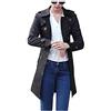DianShao Donna Cappotti Trench Risvolto Doppiopetto Cappotto Lungo Giacca con Cintura Nero S