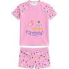 weVSwe Costume da Bagno per Ragazze in Due Pezzi Rash Guards Little Princess Manica Corta Blu Fenicottero 7-8 Anni