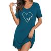 Demegimi Camicie da Notte Donna Estiva con Stampa a Forma di Cuore Cotone Pigiama Donna a Collo Rotondo