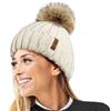 TOSKATOK® Cappello/Berretto Lavorato a Maglia Invernale Donna con Pelliccia Staccabile in Eco-Pelliccia Pesante Pom Pom