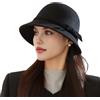 ATEUXOL Cappello Bombetta Donna Cappello da Donna in Tweed Autunno e Inverno a Bombetta Pesca con Temperamento Caldo in Feltro