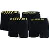 CAT Caterpillar Boxer Uomo, Confezione da 4, Bordo Elastico Varie Fantasie, Cotone (Nero-Strisce, M)