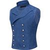 YFFUSHI Gilet in Pelle Scamosciata da Abito per Uomo Doppiopetto Gotico Steampunk Gilet in Velluto da Uomo Cowboy Giacca Senza Maniche, Blu, L