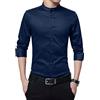 Sliktaa Camicia da Uomo, Colletto Alto, Slim Fit, a Maniche Lunghe, Business Nozze Formale Shirt Smoking Cotone Dunkel Blau