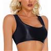 Happy Cherry Reggiseno da donna lucido oleoso crop top solido look bagnato vestito reggiseno sexy lucido Racerback reggiseno