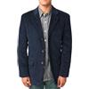 Wangyue Blazer da uomo in velluto a coste da uomo giacca casual vintage slim fit con risvolto a punta tre bottoni 2024 giacca sportiva, blu navy, M