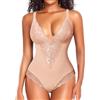YARRCO Body da donna, pancia, piatta, perizoma, #577 Beige, XL