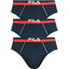 FILA Slip da uomo, confezione da 3 pezzi, logo urbano, cotone elasticizzato, tinta unita, Blu marino, M