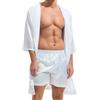 Amy Coulee - Vestaglia da uomo in satin, accappatoio leggero, pigiama da notte per uomini, bianco, XL