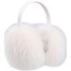 VONCYKI Paraorecchie da donna invernali in vera pelliccia di volpe al 100% vera pelliccia di procione for la stagione fredda caldo soffice morbido regolabile(Cream)