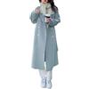 Generic Cappotto da donna doppiopetto con revers di media lunghezza, trench invernale con cintura, caldo soprabito