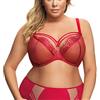 Gorsenia Reggiseno Non Imbottito Trasparente con Pizzo K496 Paradise, Rosso,5D