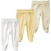 BINIDUCKLING Pantaloni a vita alta per bambini e bambine, in cotone, con piede, confezione da 3